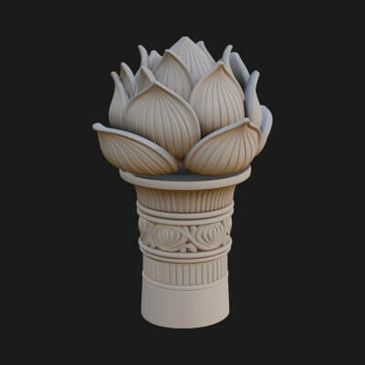 Lotus Column Capital Design 14 3D Print Model