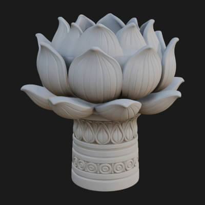 Lotus Column Capital Design 2 3D Print Model