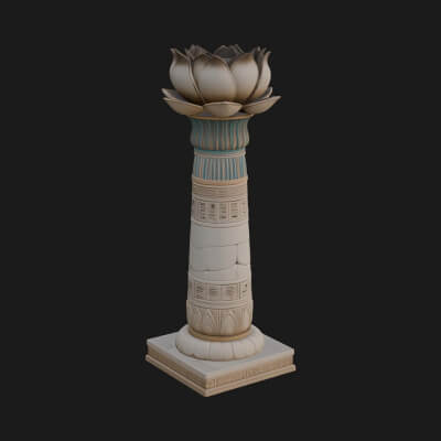 Lotus Column Capital Design 5 3D Print Model