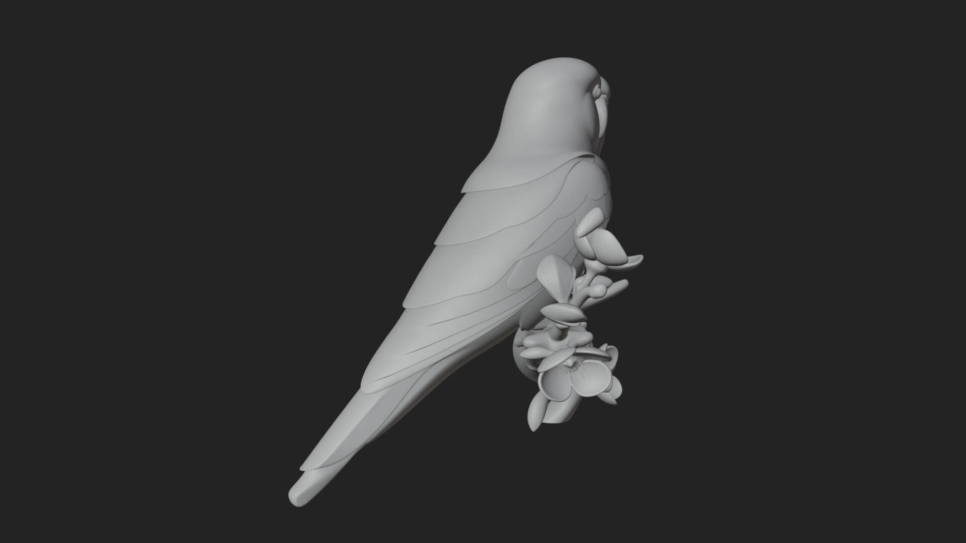 Lovebird Pair on Branch Statue Design 1 3D Print Model 3D Model