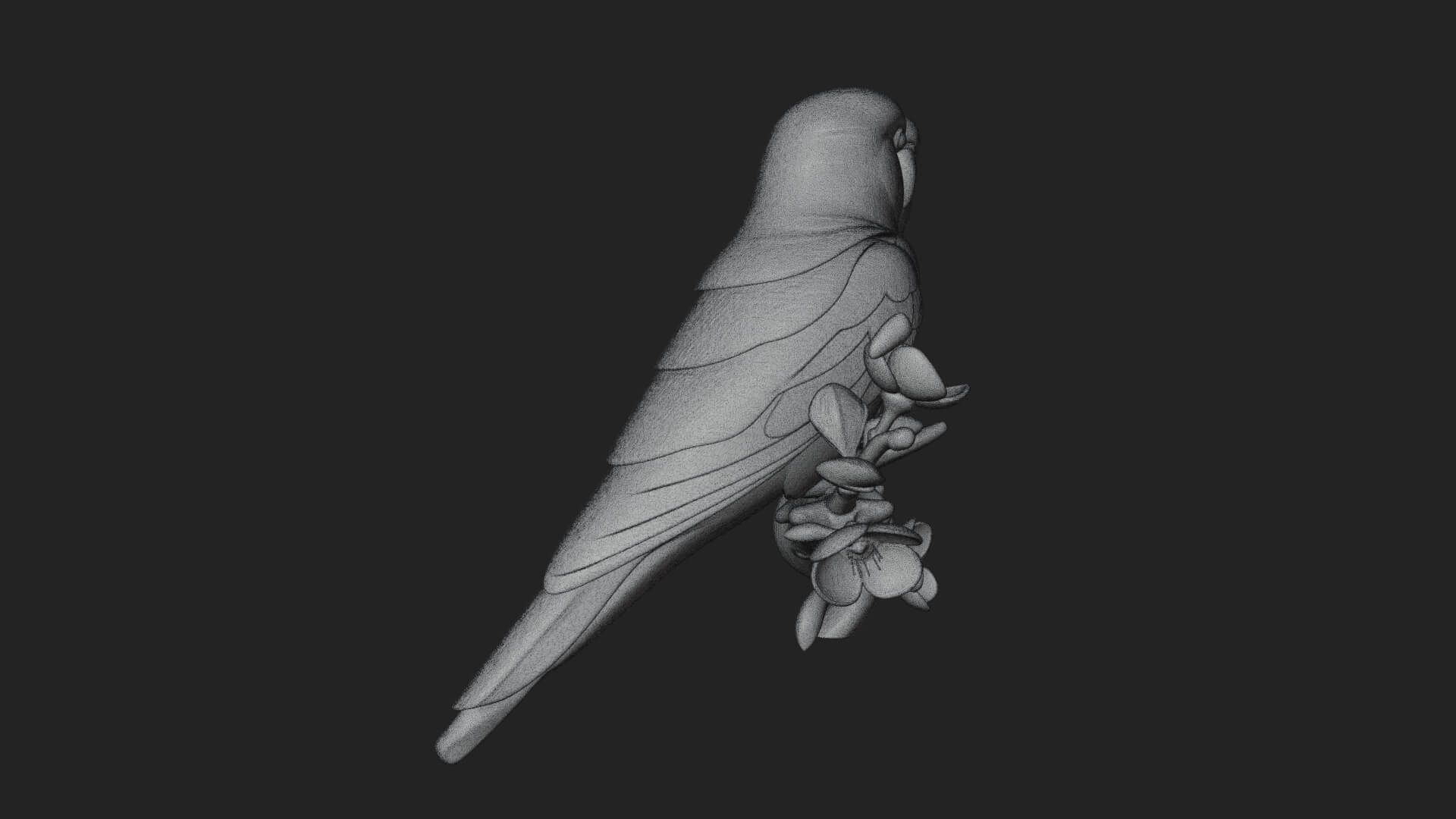 Lovebird Pair on Branch Statue Design 1 3D Print Model 3D Model