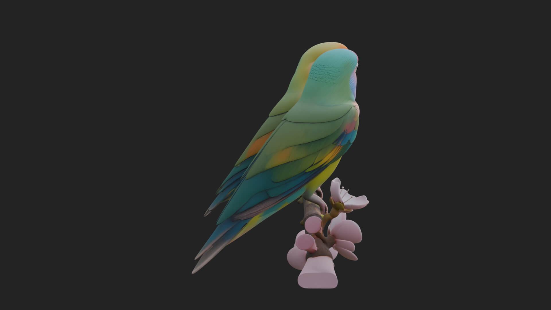 Lovebird Pair on Branch Statue Design 2 3D Print Model 3D Model