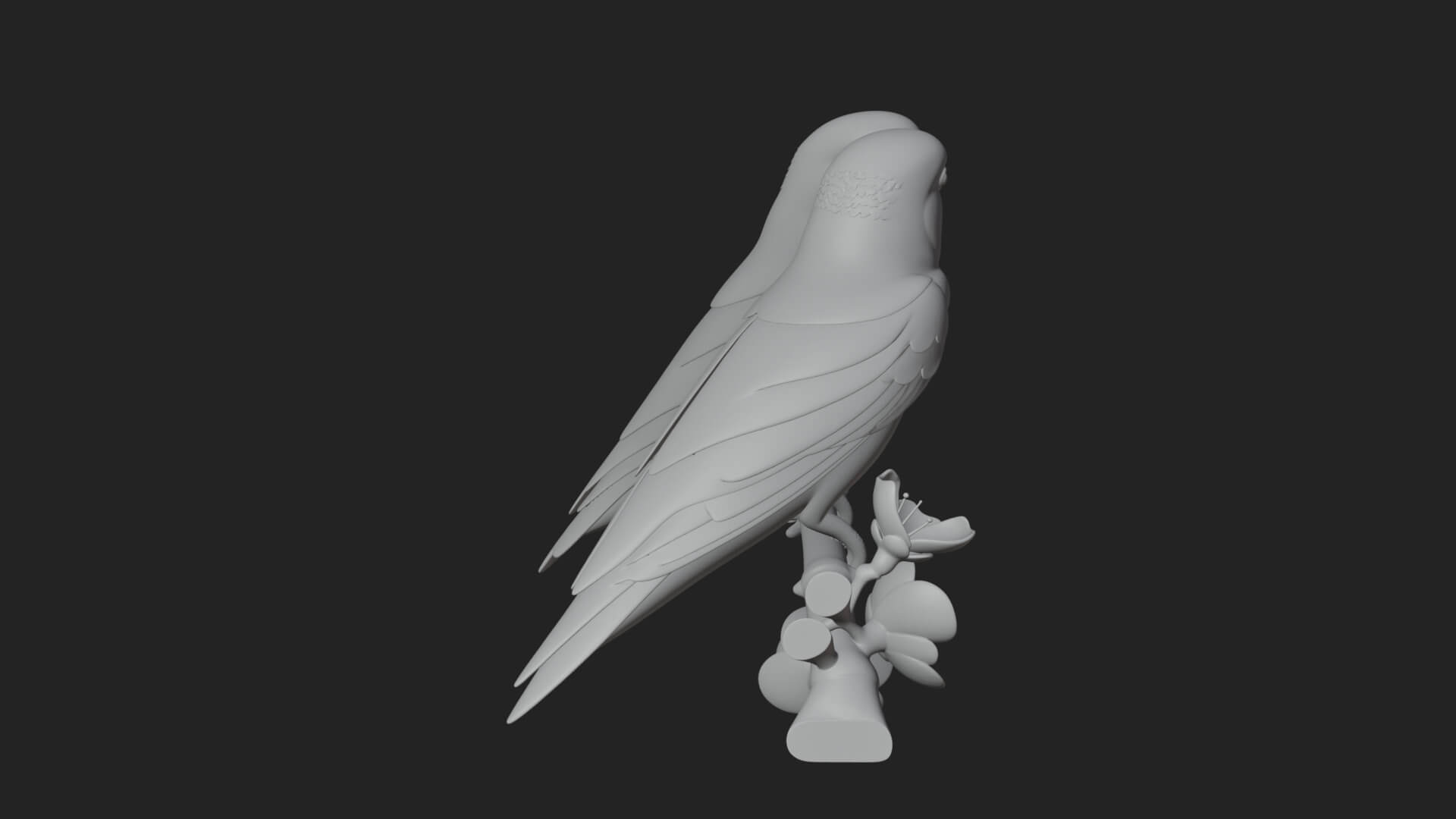 Lovebird Pair on Branch Statue Design 2 3D Print Model 3D Model