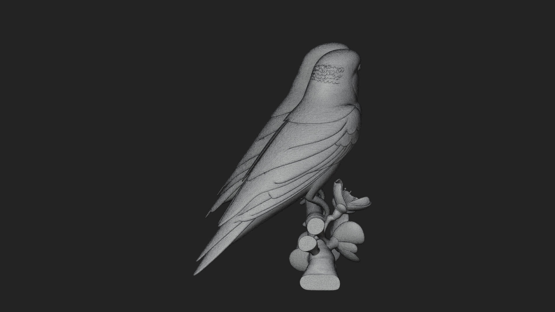 Lovebird Pair on Branch Statue Design 2 3D Print Model 3D Model