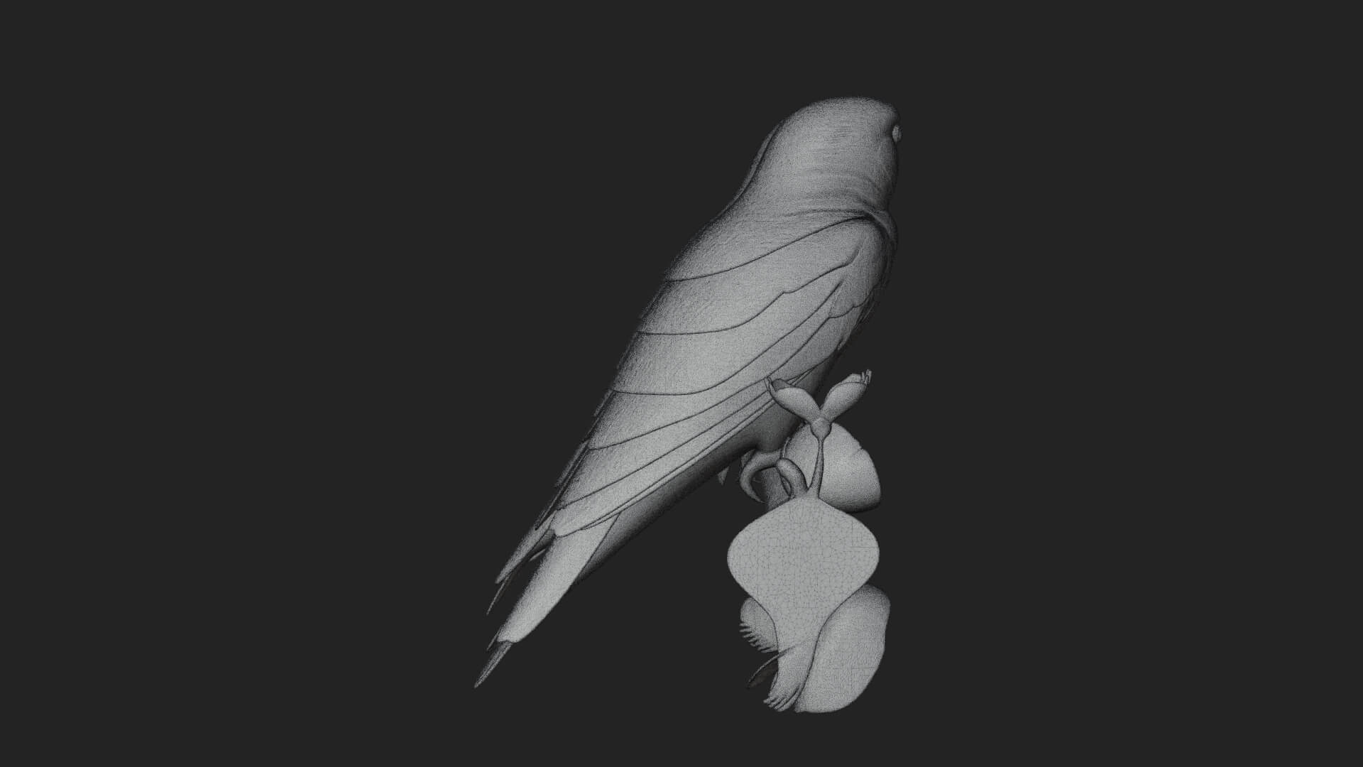 Lovebird Pair on Branch Statue Design 3 3D Print Model 3D Model