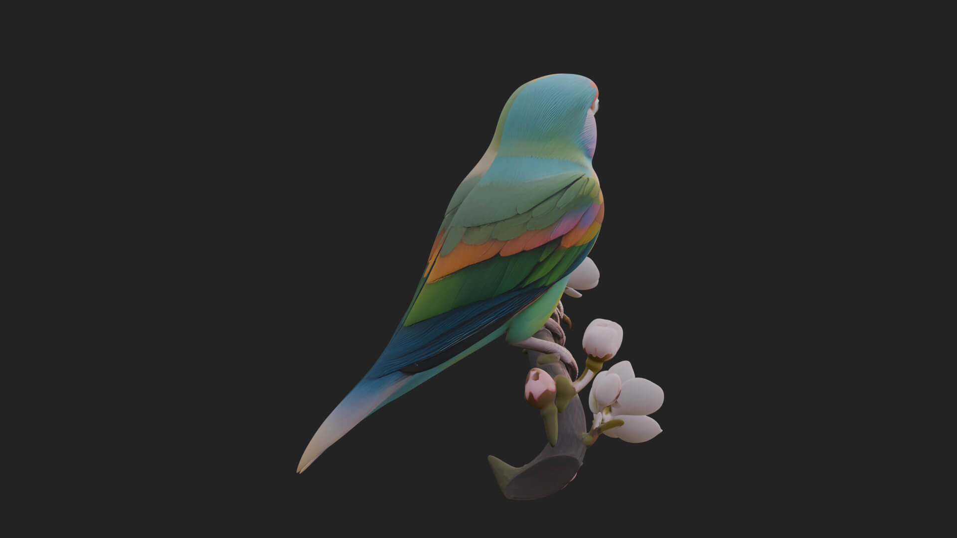 Lovebird Pair on Branch Statue Design 4 3D Print Model 3D Model