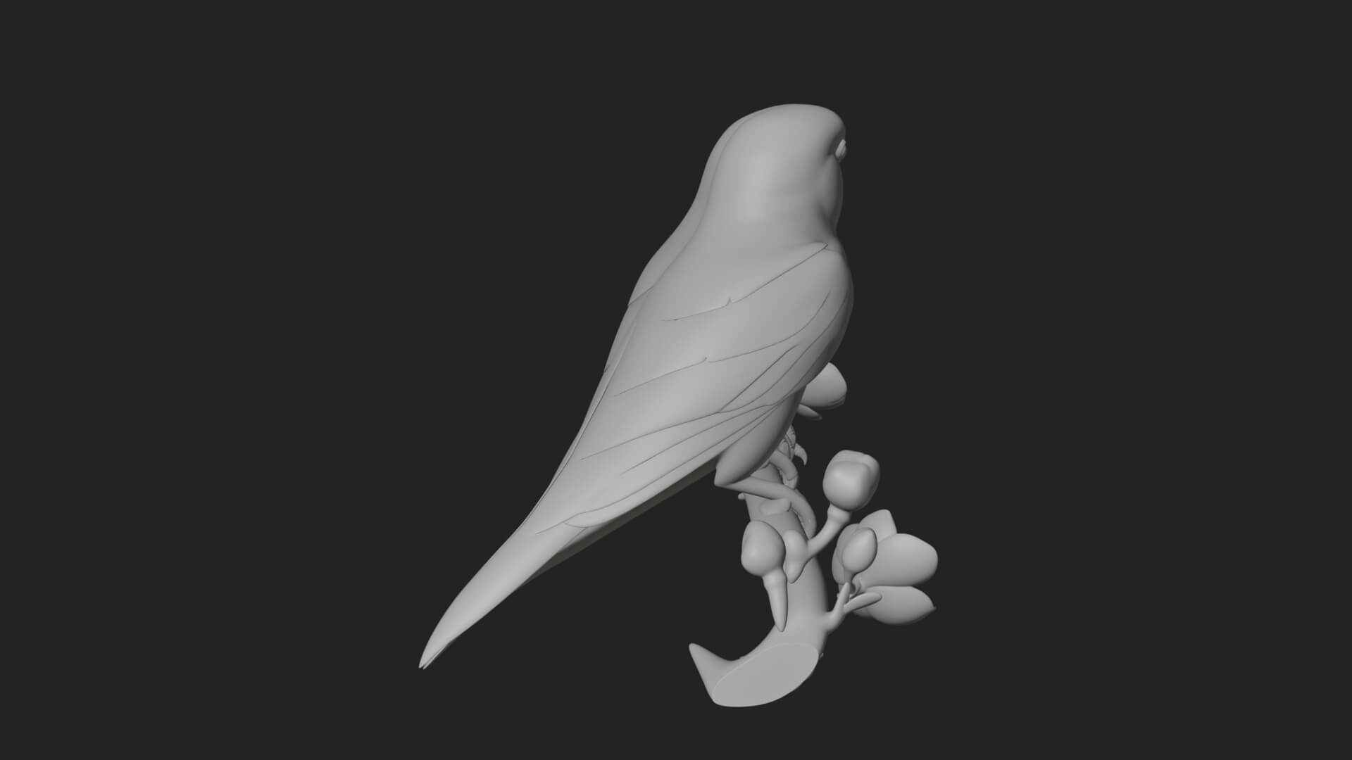 Lovebird Pair on Branch Statue Design 4 3D Print Model 3D Model