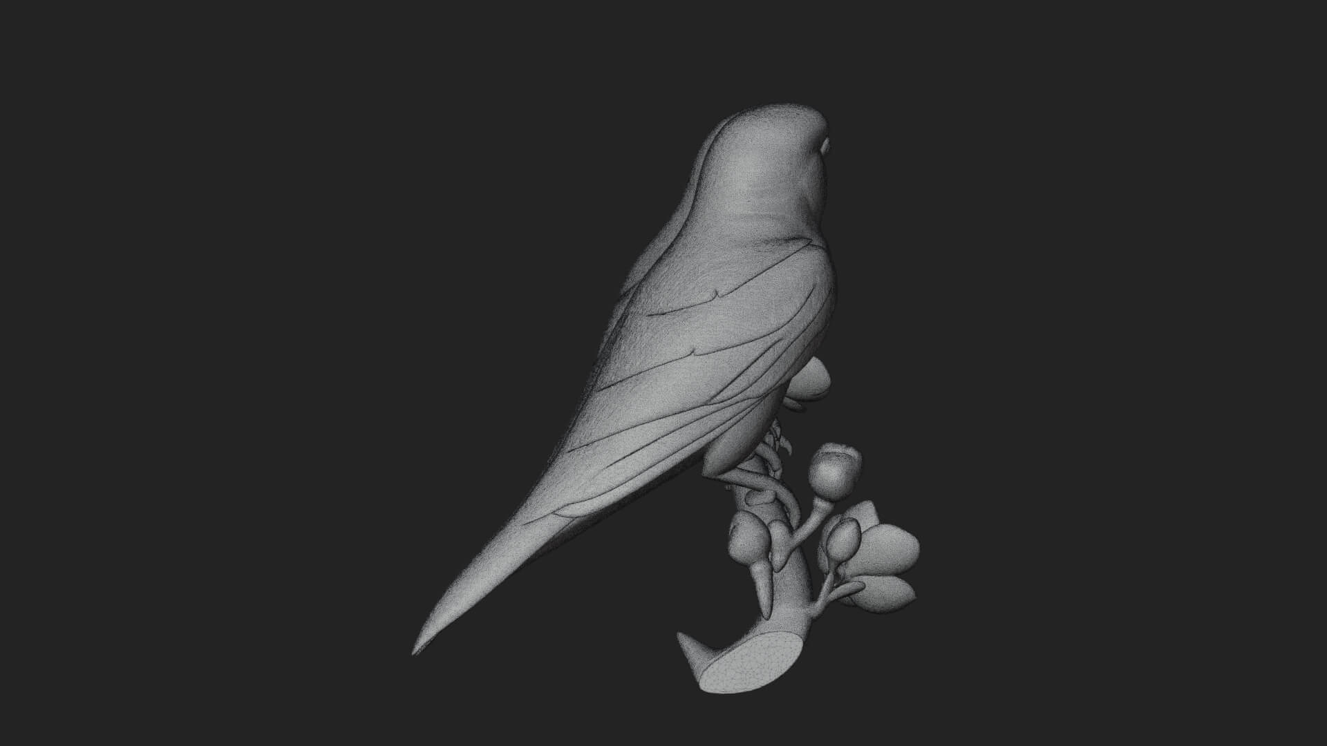 Lovebird Pair on Branch Statue Design 4 3D Print Model 3D Model
