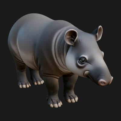 Lowland Tapir Statue Design 1 3D Print Model