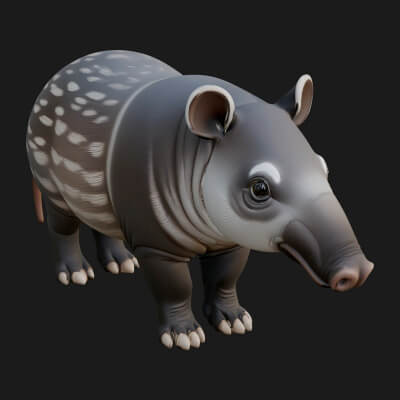 Lowland Tapir Statue Design 10 3D Print Model
