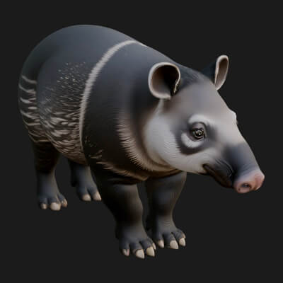 Lowland Tapir Statue Design 11 3D Print Model