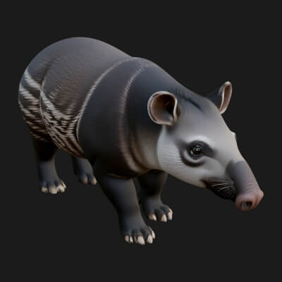 Lowland Tapir Statue Design 2 3D Print Model