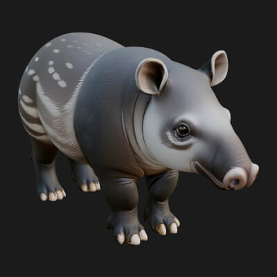 Lowland Tapir Statue Design 3 3D Print Model