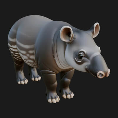 Lowland Tapir Statue Design 4 3D Print Model