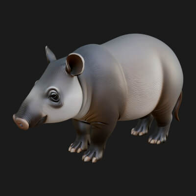 Lowland Tapir Statue Design 5 3D Print Model