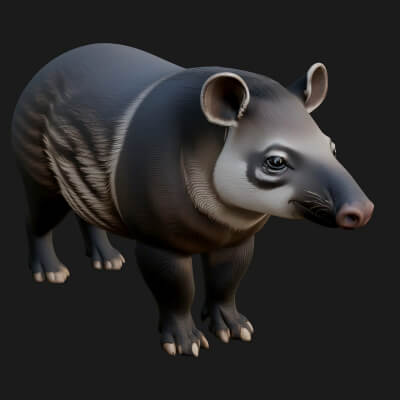 Lowland Tapir Statue Design 6 3D Print Model