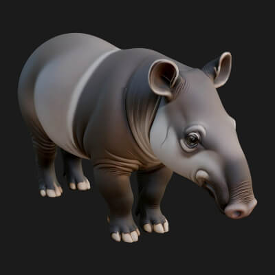 Lowland Tapir Statue Design 7 3D Print Model