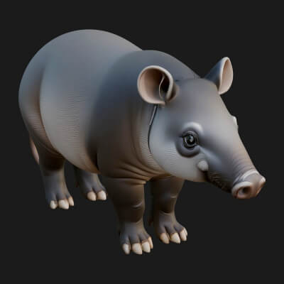 Lowland Tapir Statue Design 9 3D Print Model
