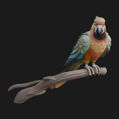 Macaw Parrot Statue Design 1 3D Print Model