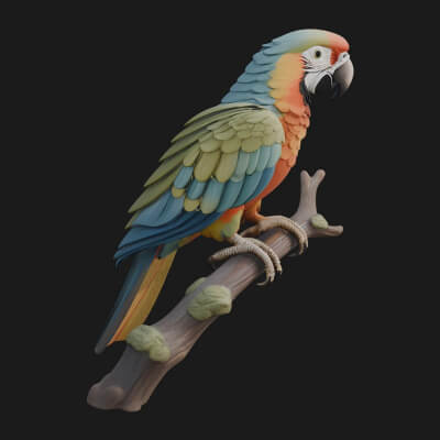 Macaw Parrot Statue Design 2 3D Print Model