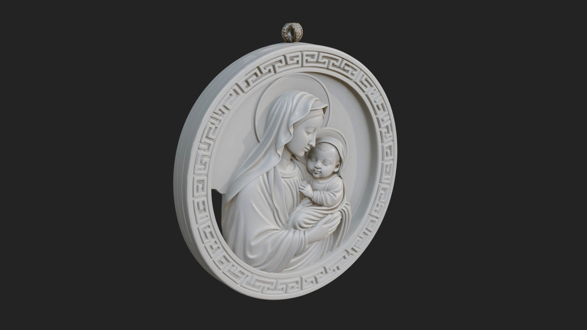 Madonna with Child Oval Plaque Design 1 3D Print Model 3D Model