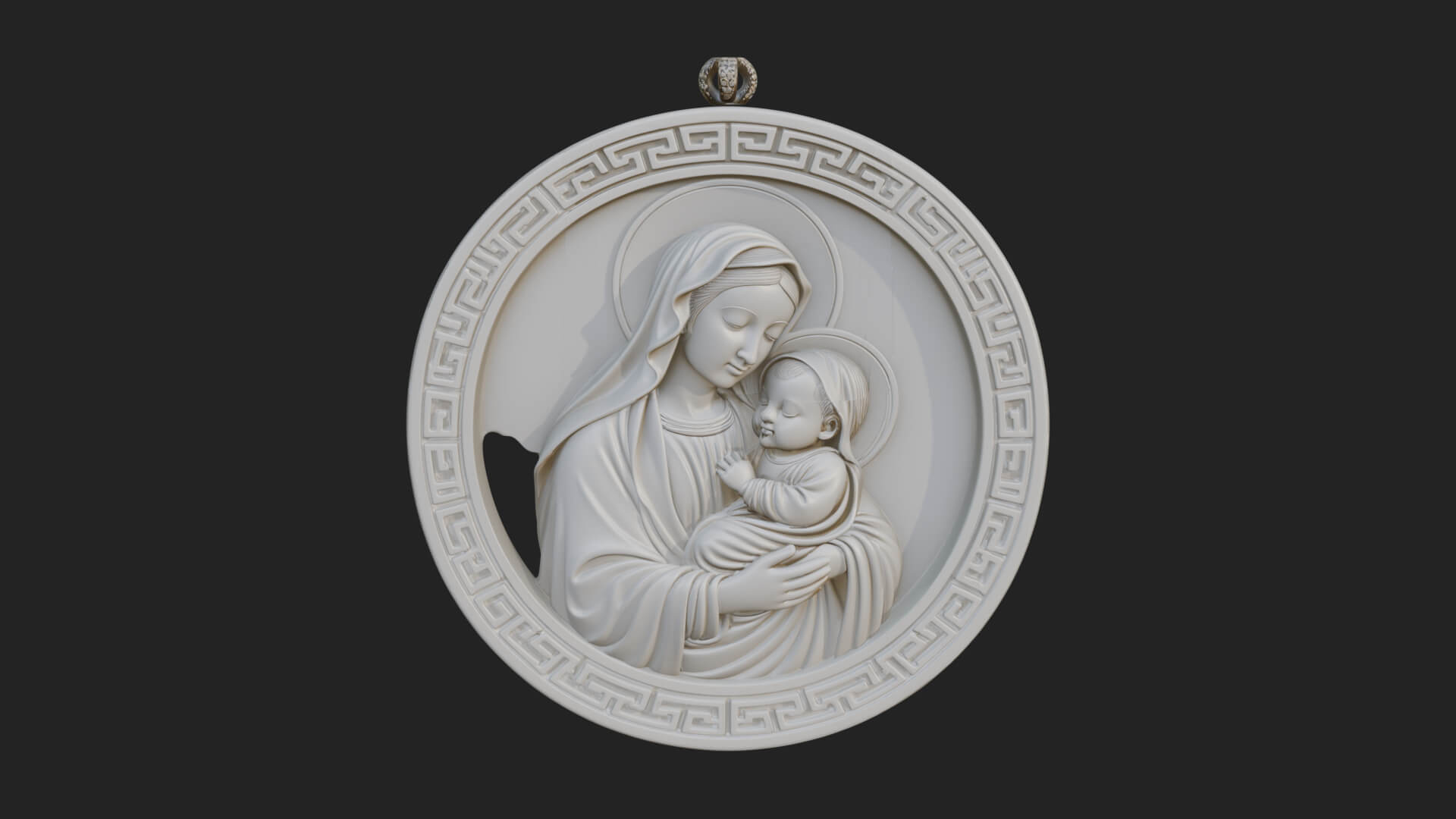 Madonna with Child Oval Plaque Design 1 3D Print Model 3D Model