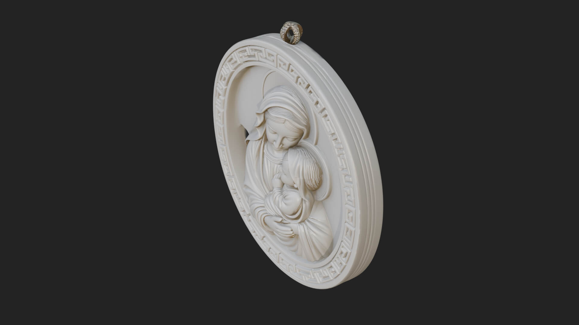 Madonna with Child Oval Plaque Design 1 3D Print Model 3D Model