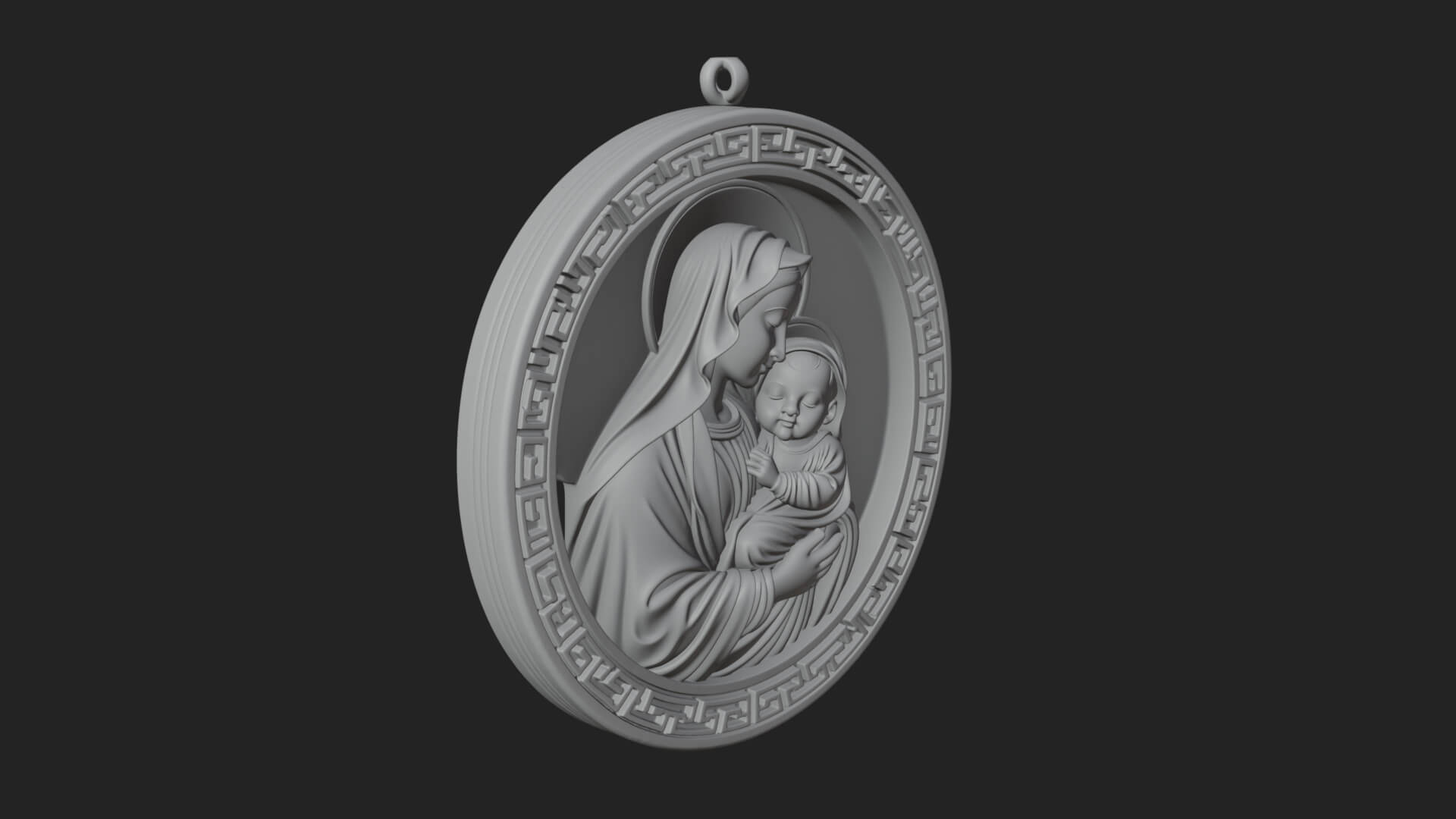 Madonna with Child Oval Plaque Design 1 3D Print Model 3D Model