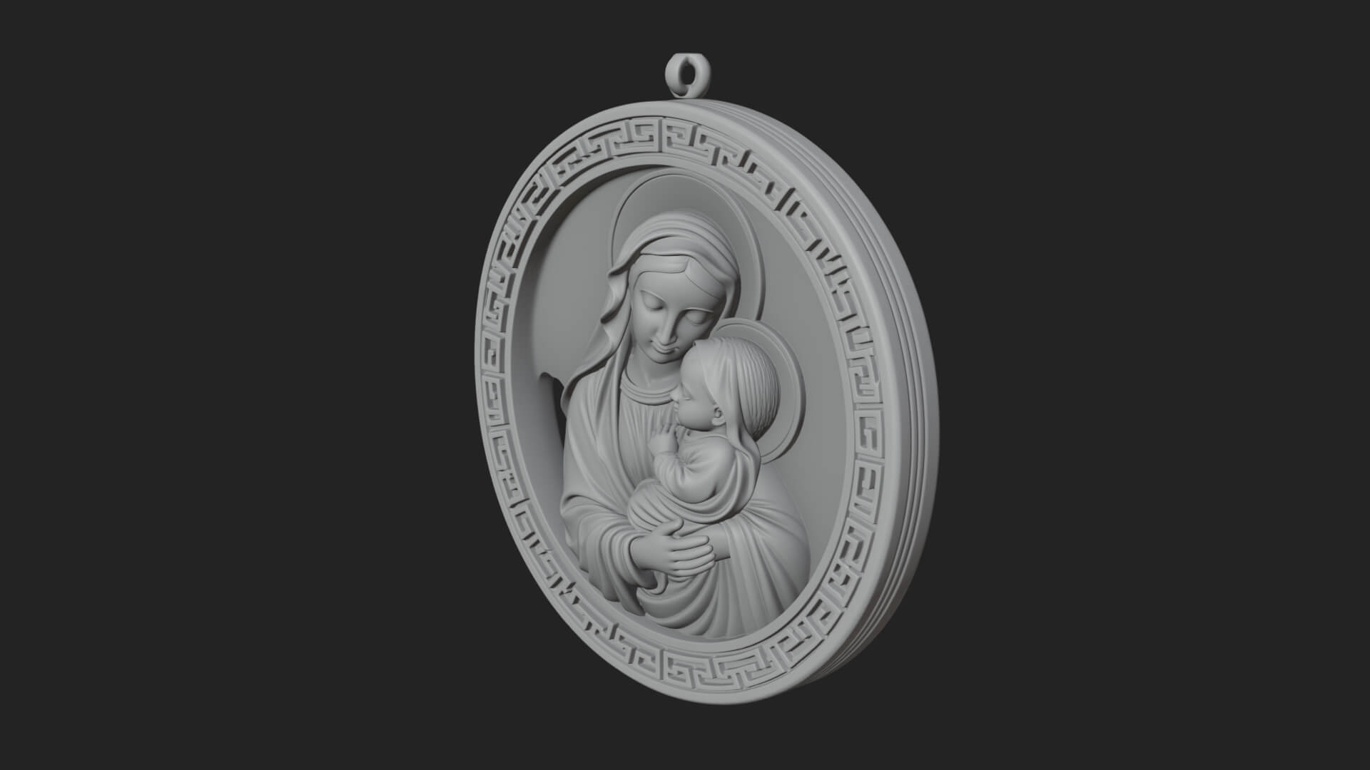 Madonna with Child Oval Plaque Design 1 3D Print Model 3D Model