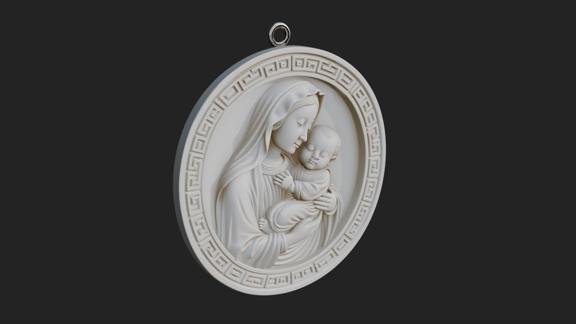 Madonna with Child Oval Plaque Design 2 3D Print Model 3D Model