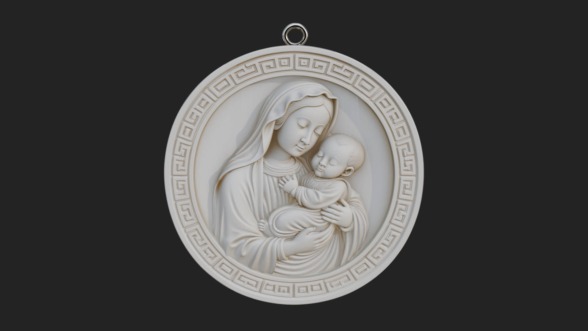 Madonna with Child Oval Plaque Design 2 3D Print Model 3D Model