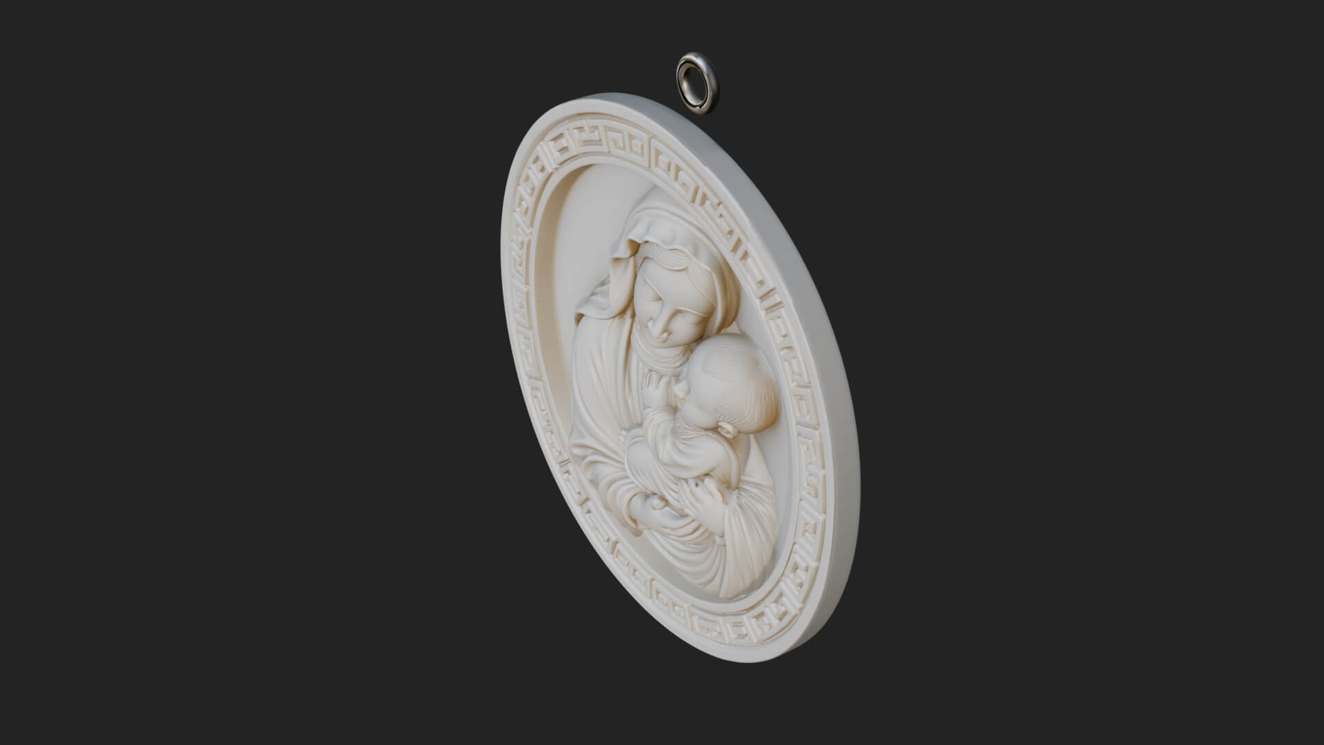 Madonna with Child Oval Plaque Design 2 3D Print Model 3D Model
