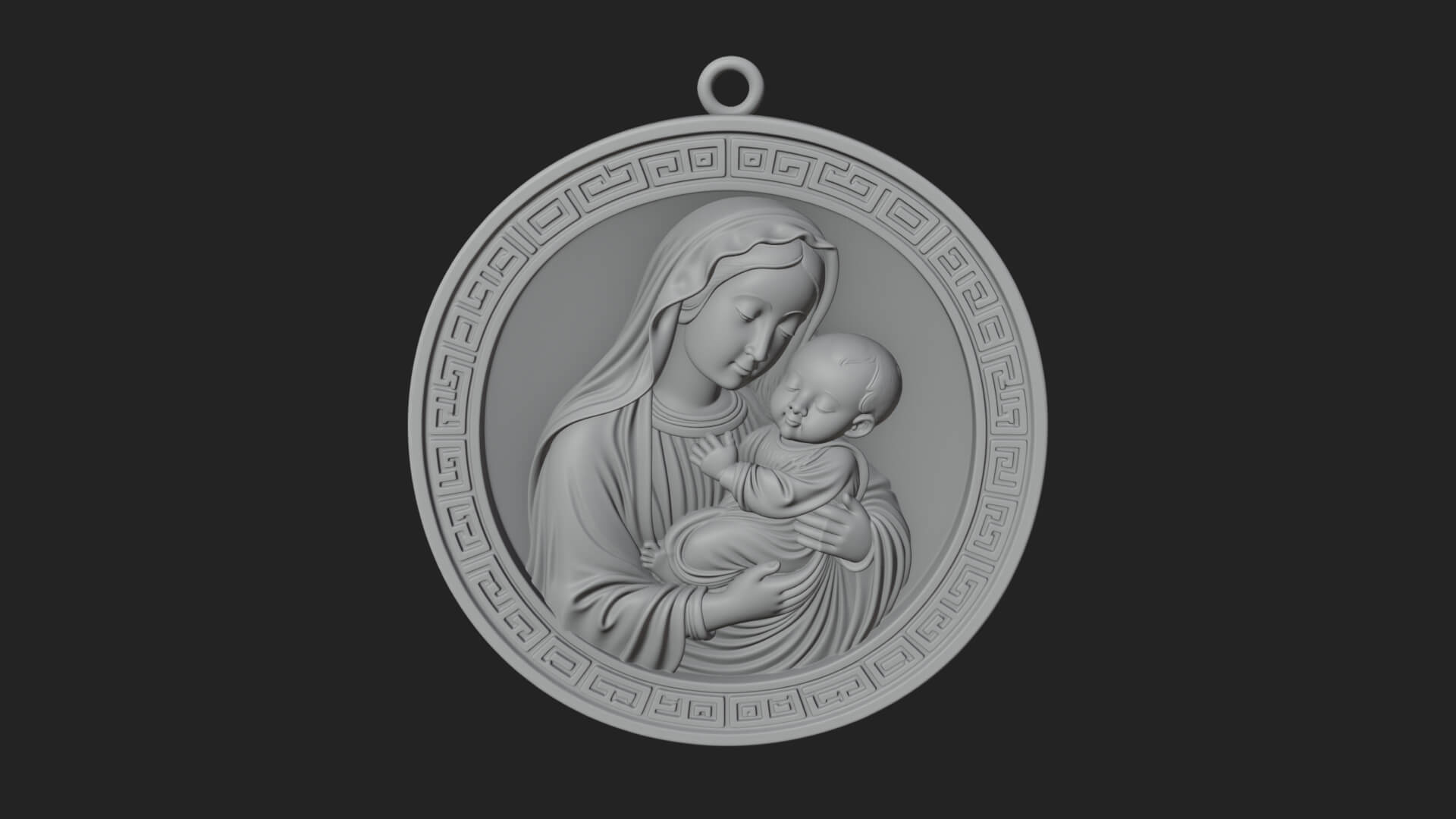 Madonna with Child Oval Plaque Design 2 3D Print Model 3D Model