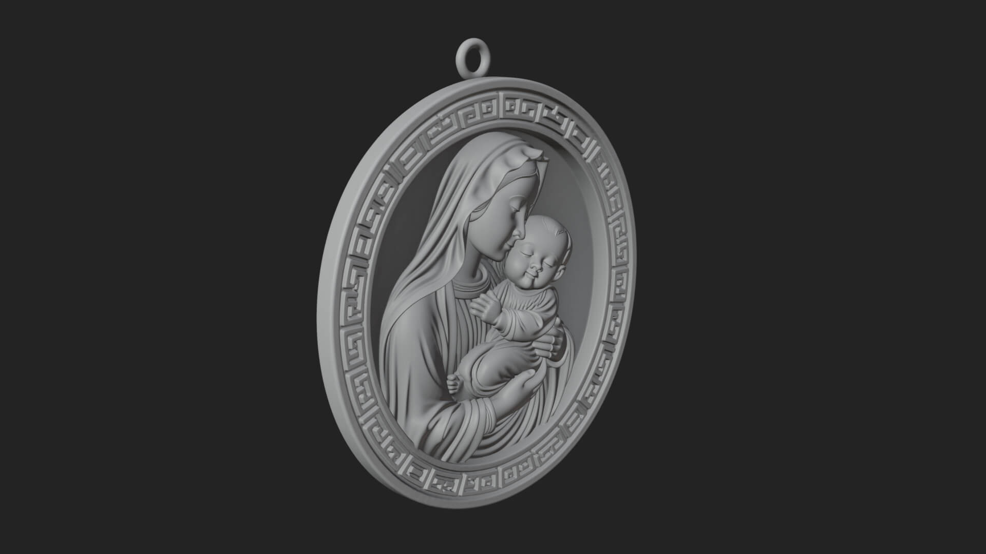 Madonna with Child Oval Plaque Design 2 3D Print Model 3D Model