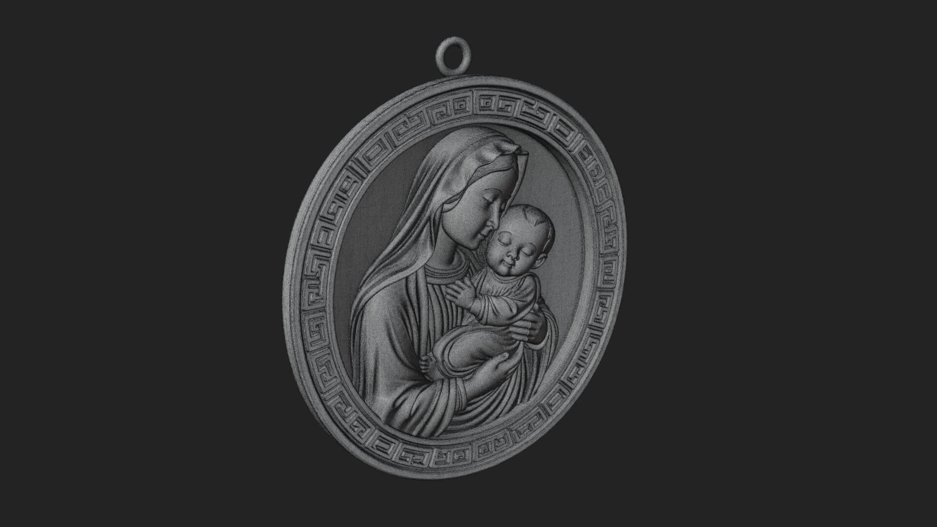 Madonna with Child Oval Plaque Design 2 3D Print Model 3D Model