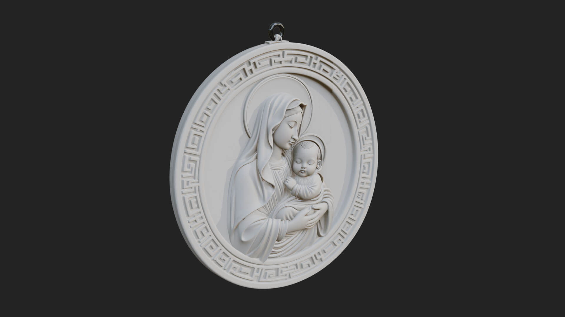 Madonna with Child Oval Plaque Design 3 3D Print Model 3D Model