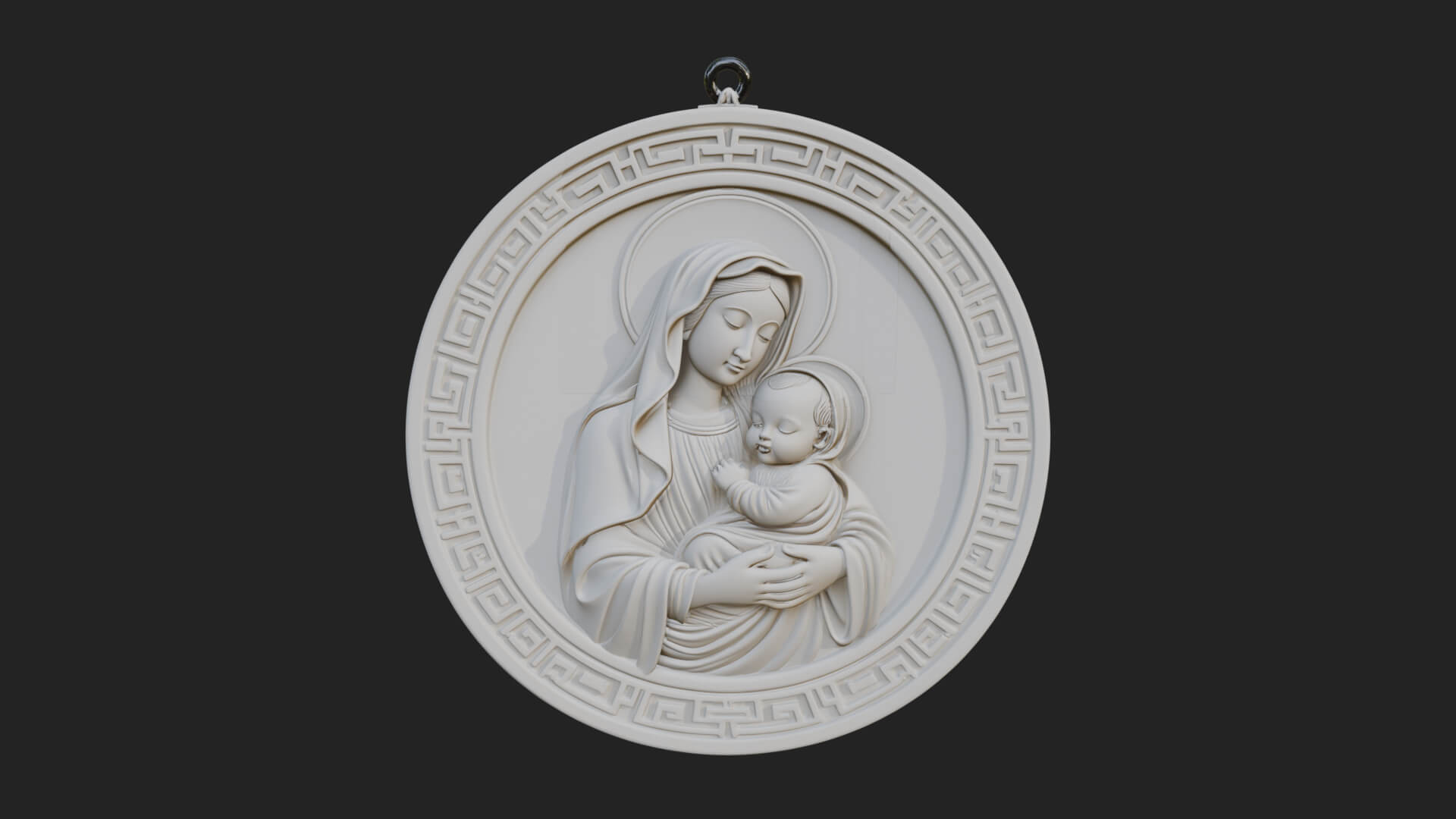 Madonna with Child Oval Plaque Design 3 3D Print Model 3D Model
