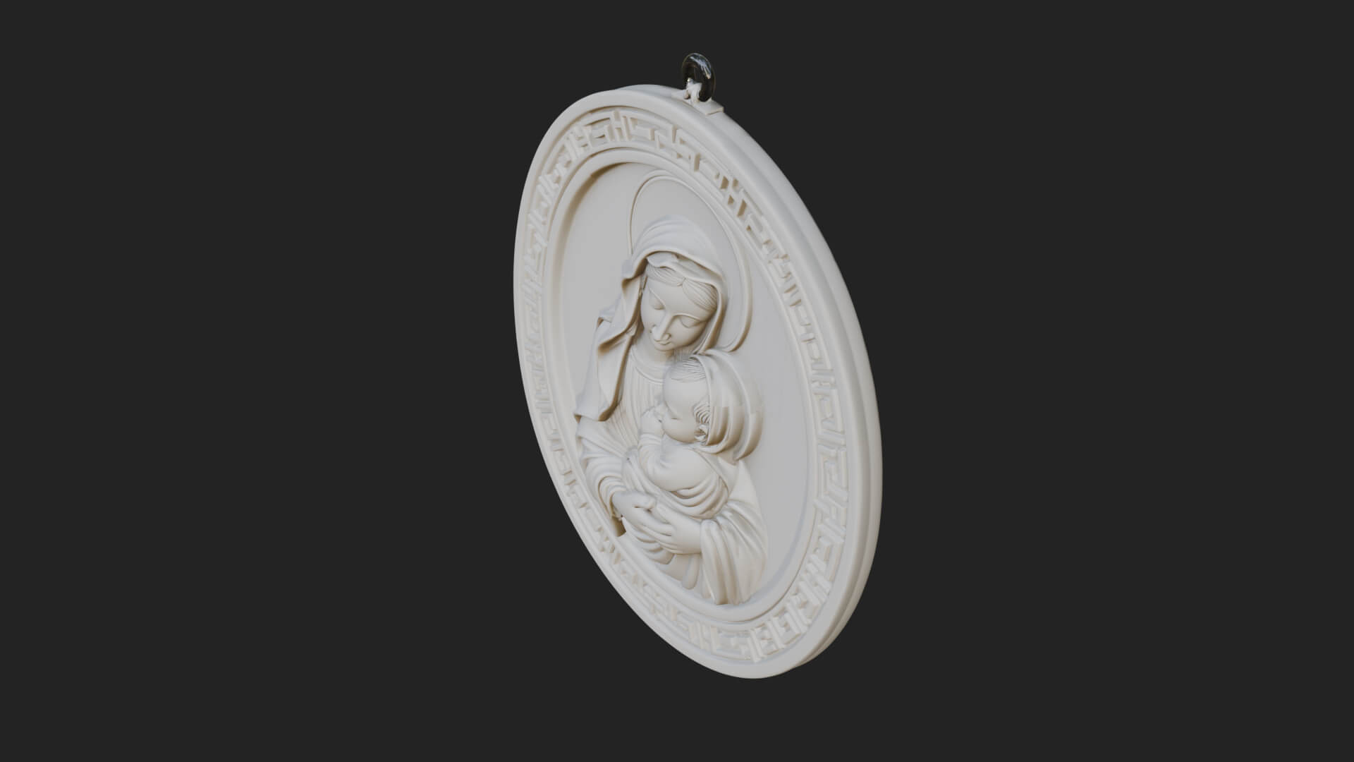 Madonna with Child Oval Plaque Design 3 3D Print Model 3D Model