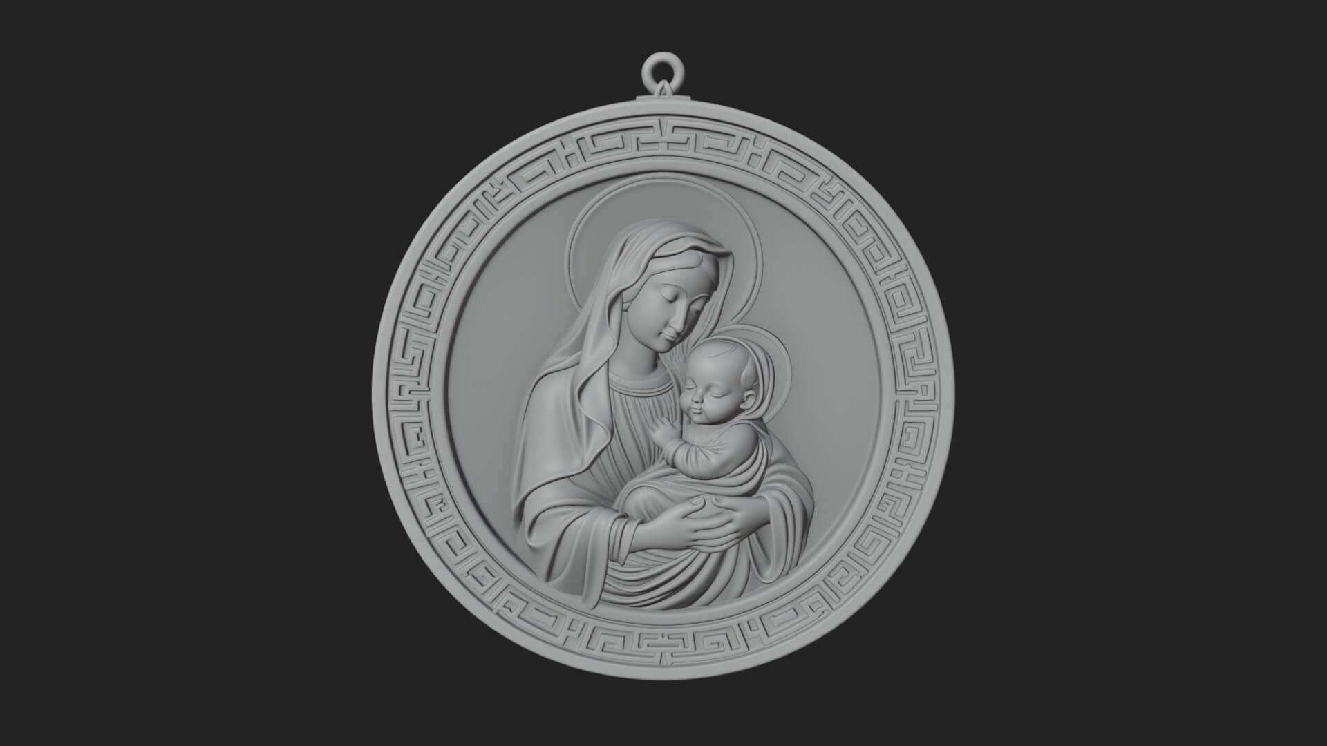 Madonna with Child Oval Plaque Design 3 3D Print Model 3D Model