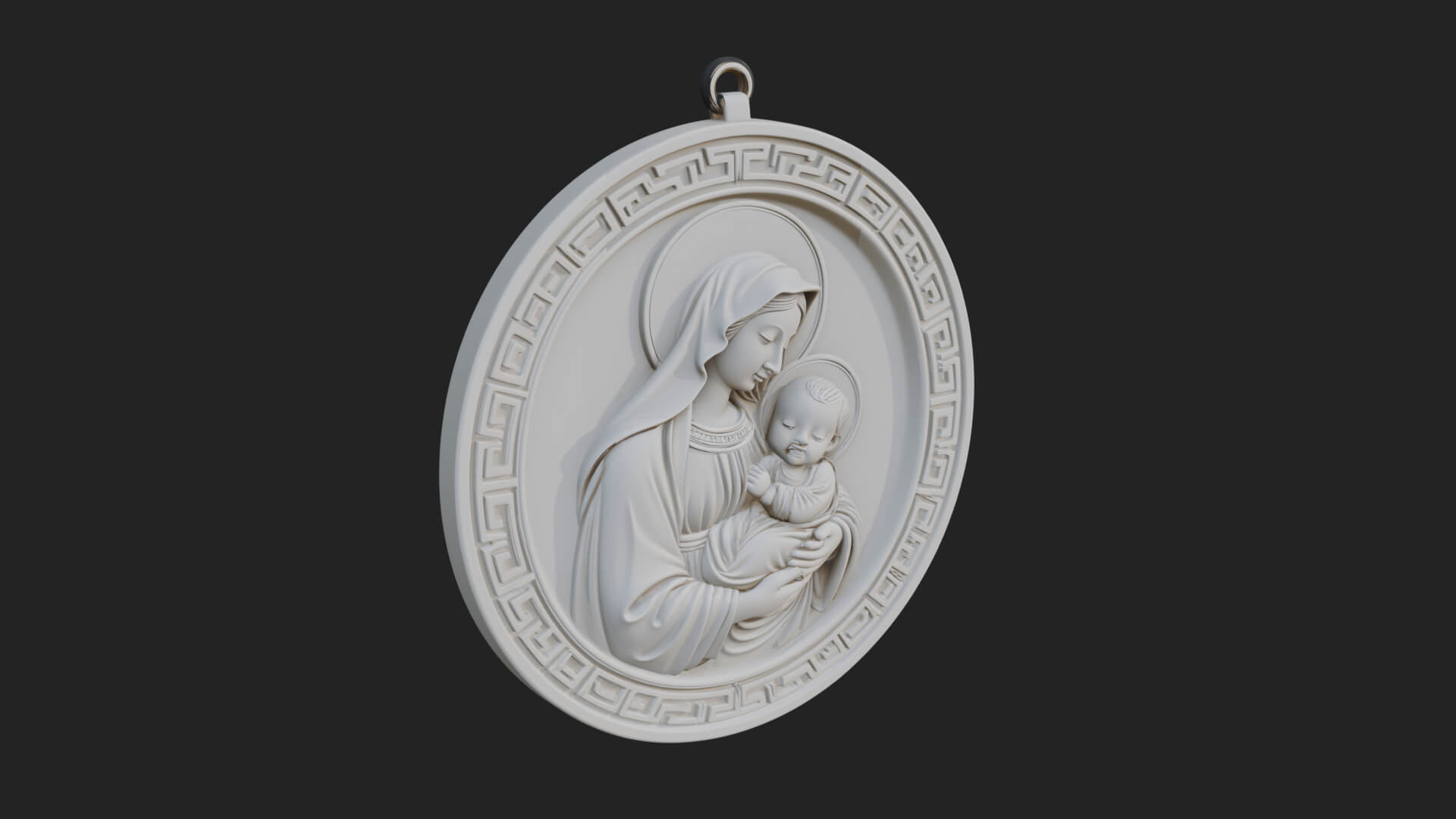 Madonna with Child Oval Plaque Design 4 3D Print Model 3D Model