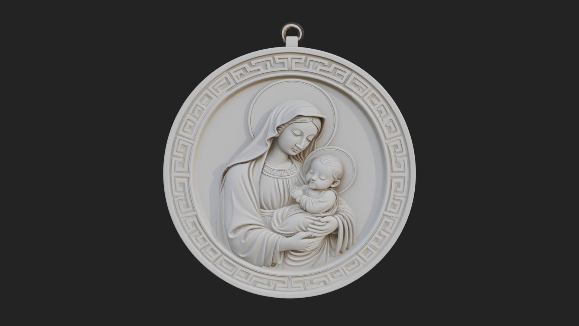 Madonna with Child Oval Plaque Design 4 3D Print Model 3D Model