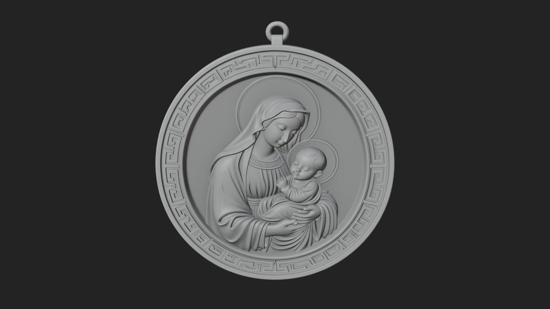 Madonna with Child Oval Plaque Design 4 3D Print Model 3D Model