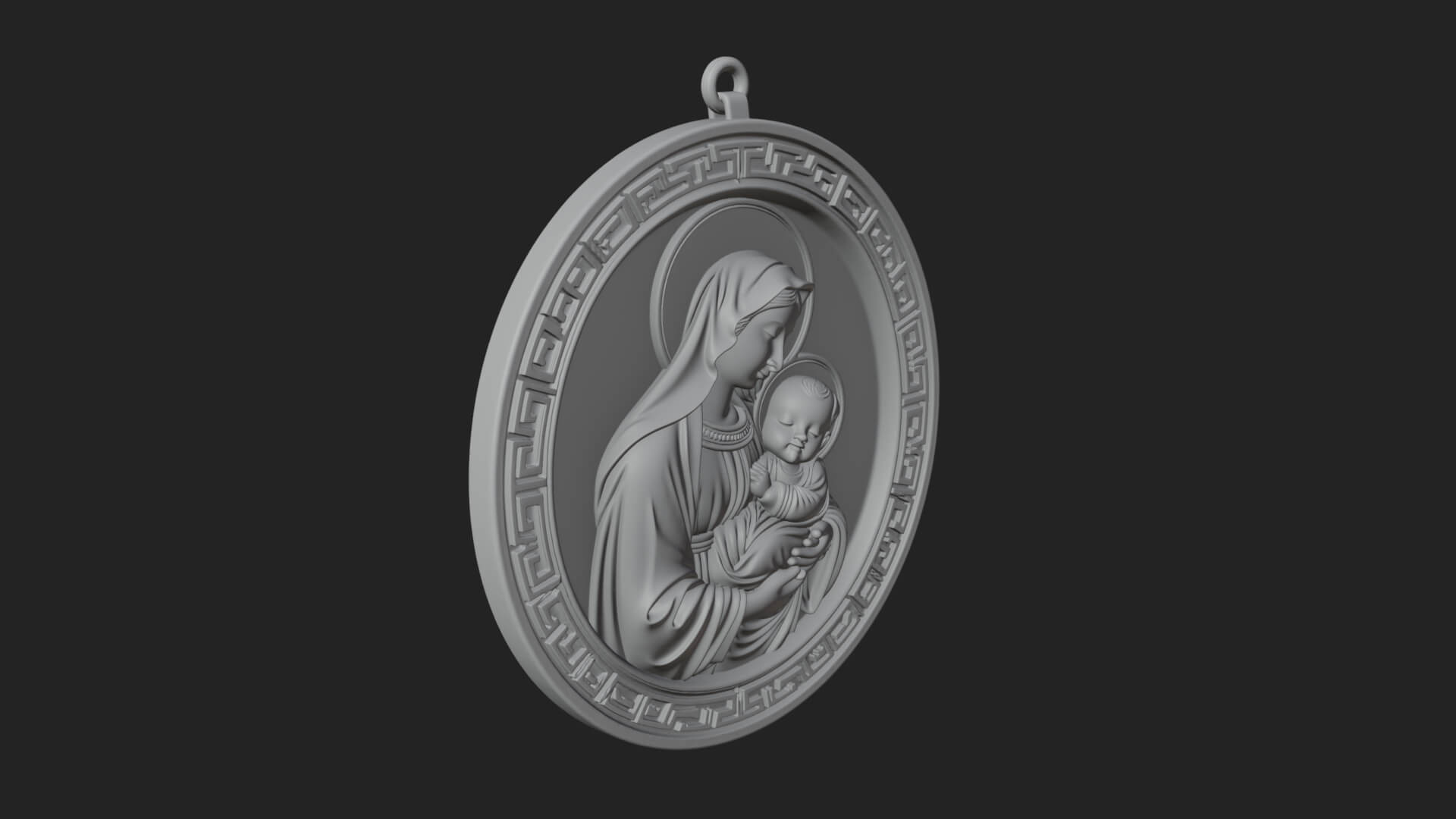 Madonna with Child Oval Plaque Design 4 3D Print Model 3D Model