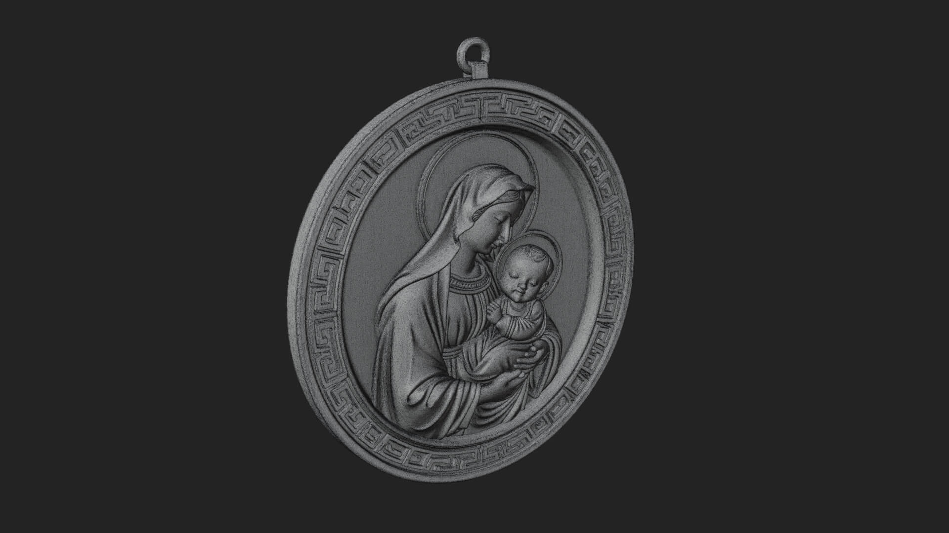 Madonna with Child Oval Plaque Design 4 3D Print Model 3D Model