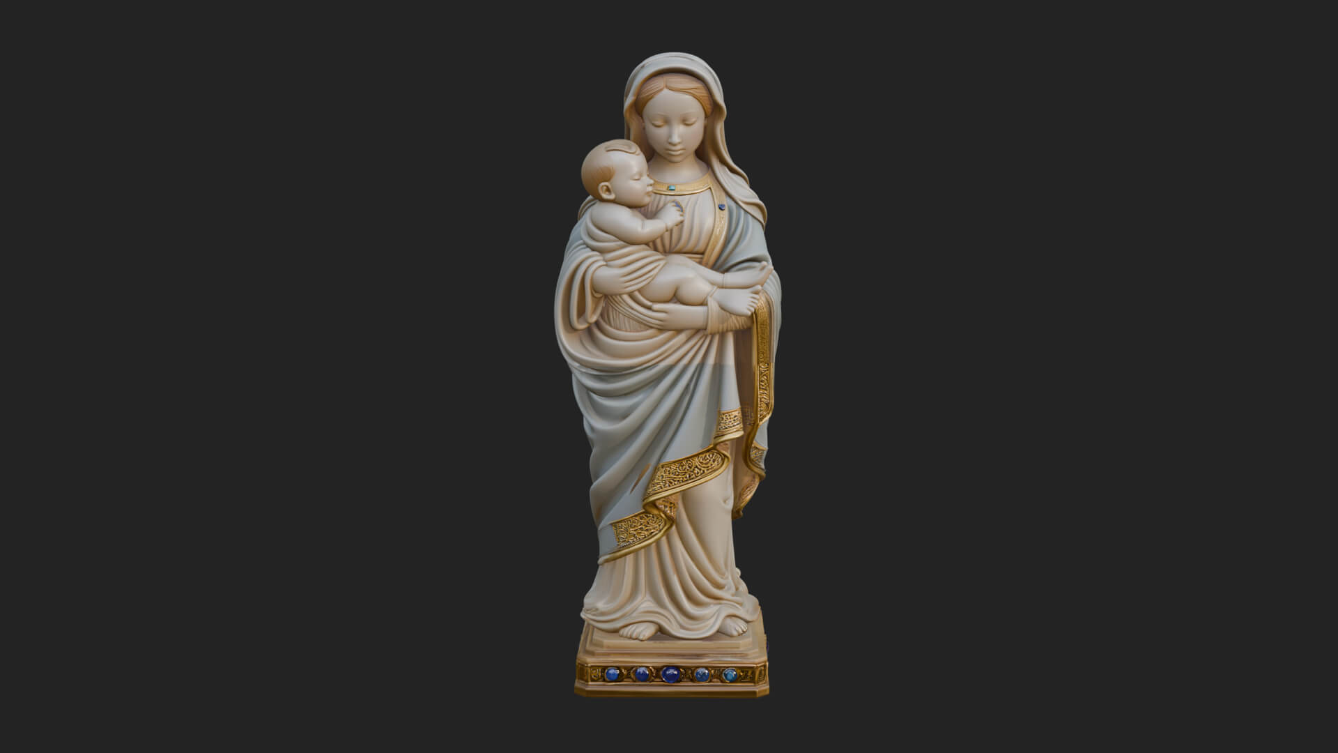 Madonna with Child Statue Design 1 3D Print Model 3D Model