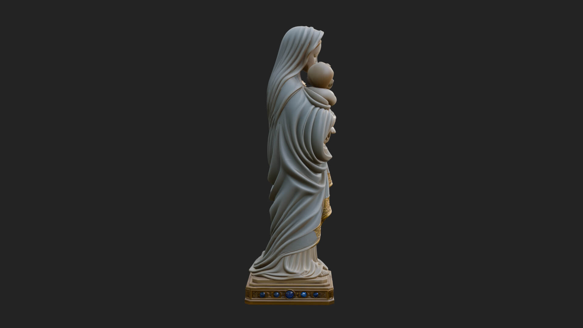 Madonna with Child Statue Design 1 3D Print Model 3D Model