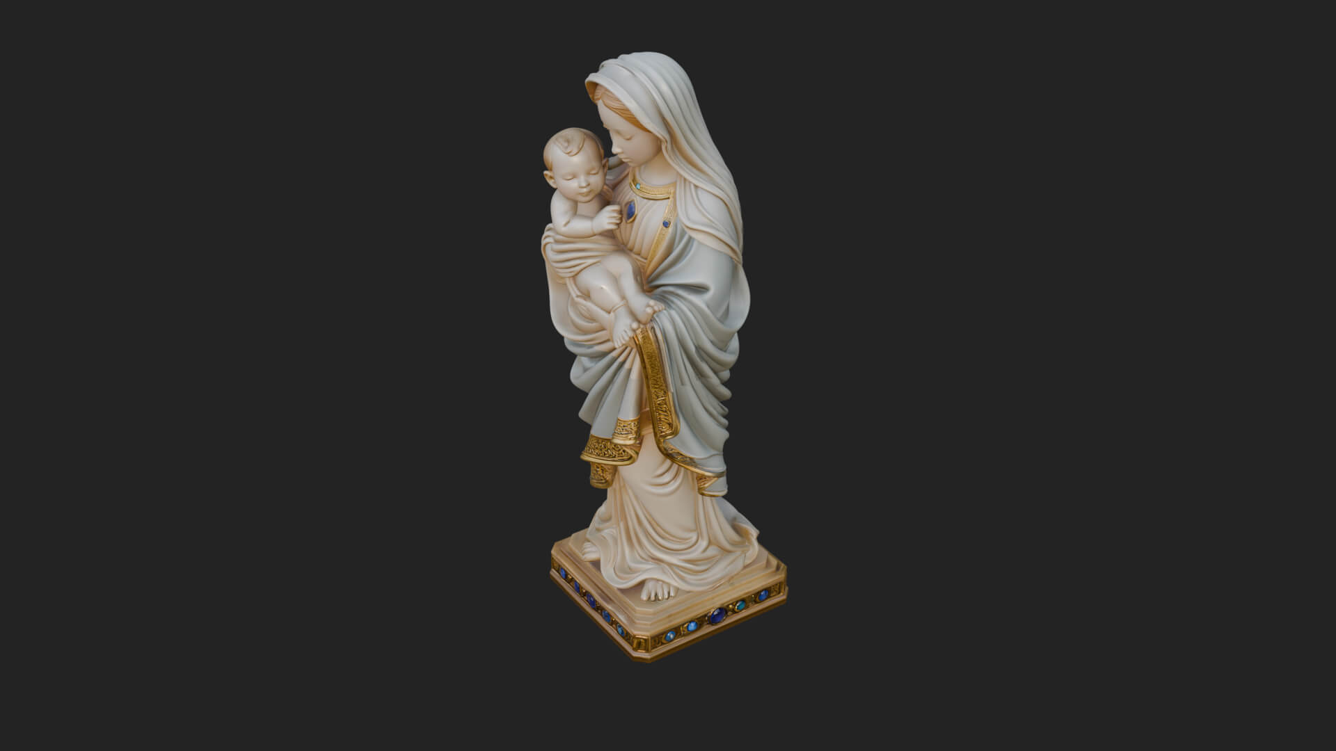 Madonna with Child Statue Design 1 3D Print Model 3D Model