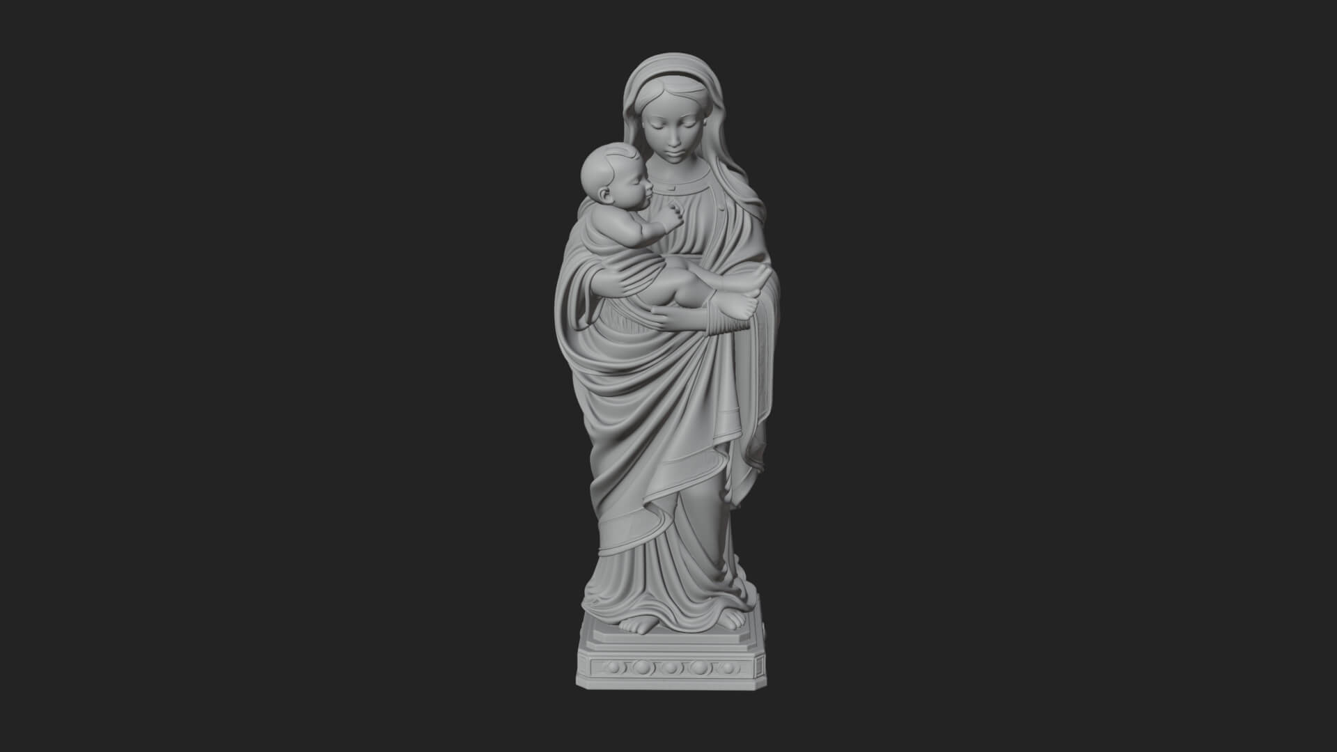 Madonna with Child Statue Design 1 3D Print Model 3D Model