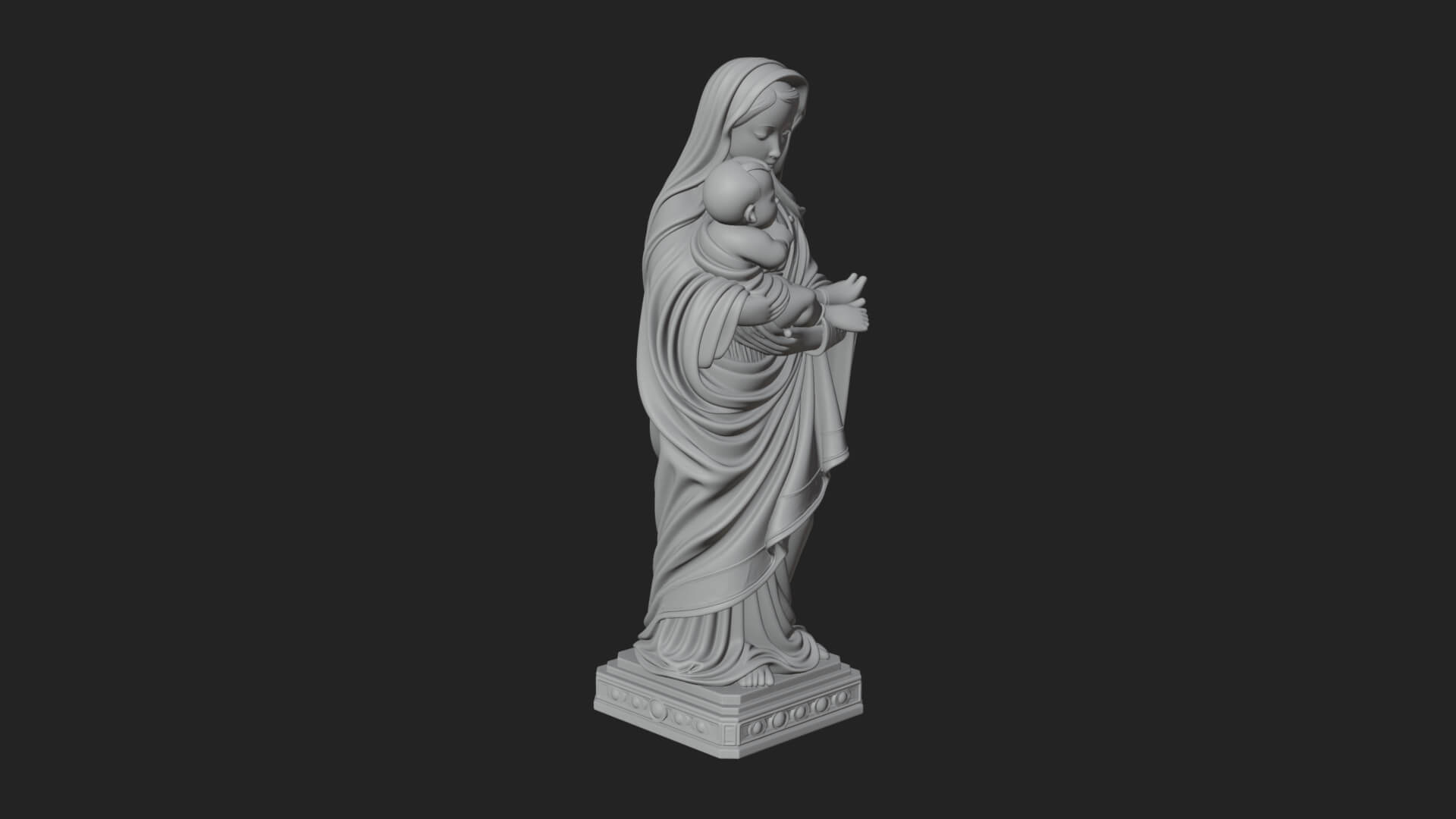 Madonna with Child Statue Design 1 3D Print Model 3D Model