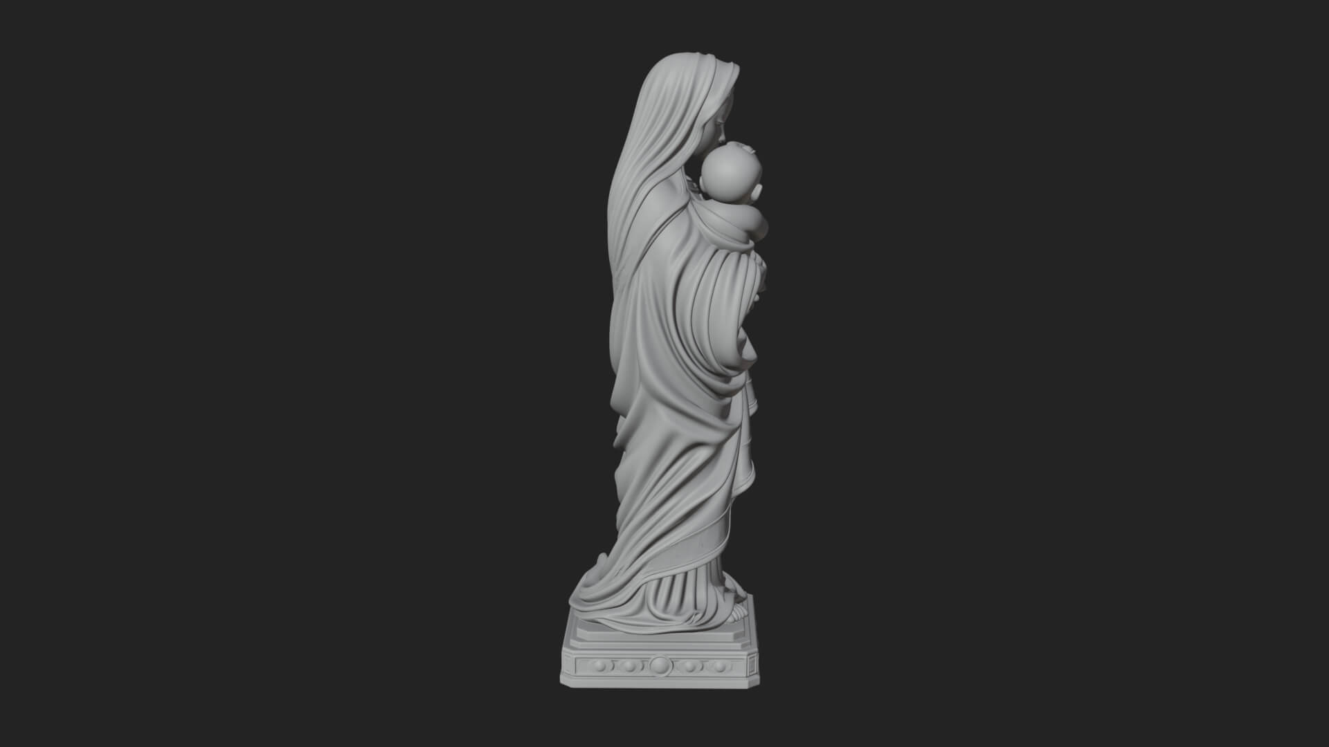 Madonna with Child Statue Design 1 3D Print Model 3D Model